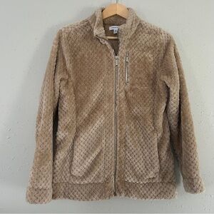 Calvin Klein Soft Cozy Cream Tan Full Zip Jacket Neutral Comfy Small